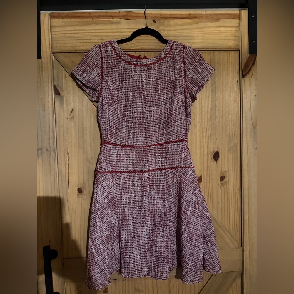 Banana Republic Red and White Tweed Mini Dress